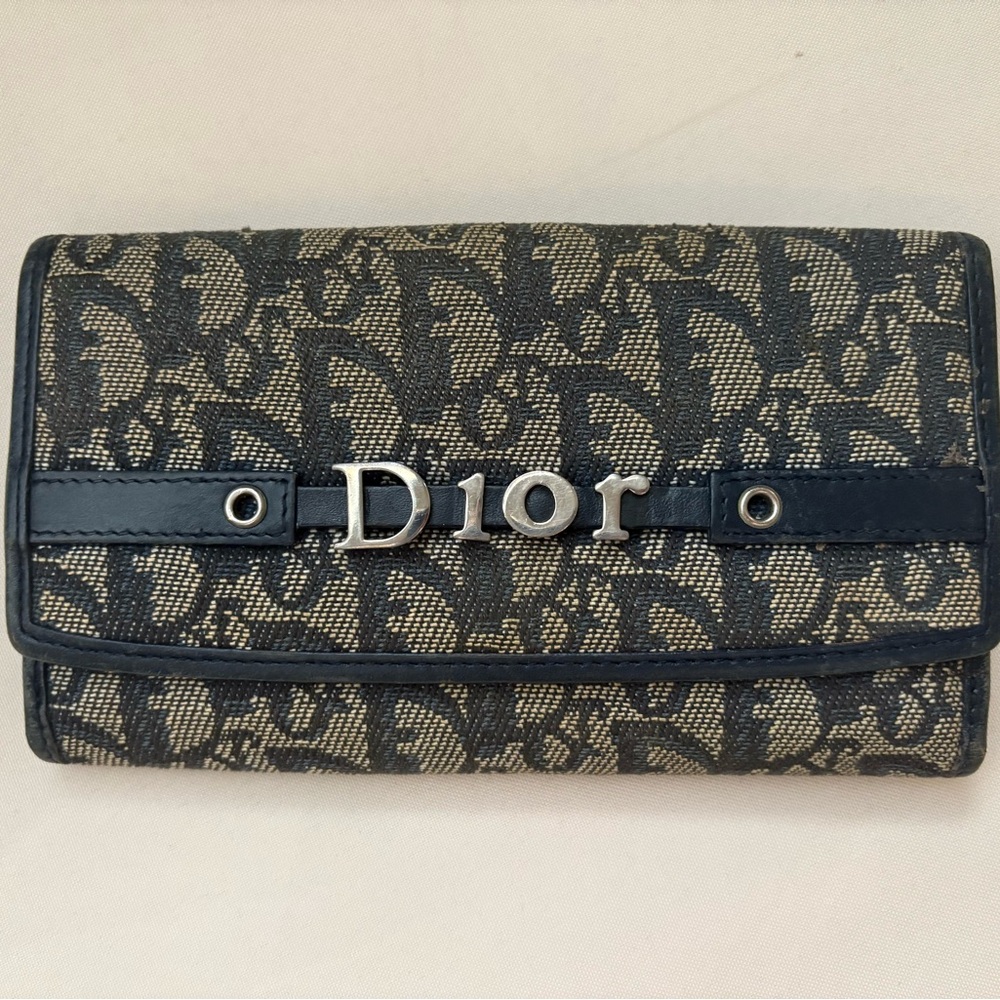 Dior Black and Tan Monogram Wallet